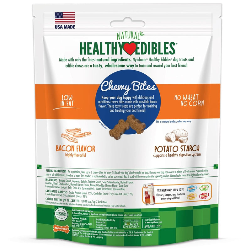 Nylabone Healthy Edibles Chewy Bites Dog Training Treats Bacon 6 oz. - 018214845867