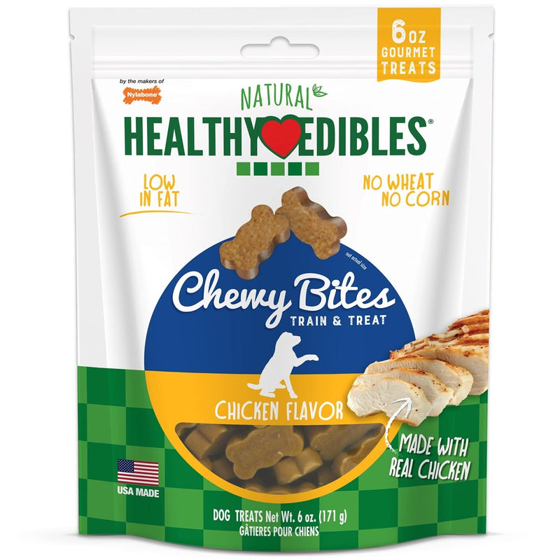 Nylabone Healthy Edibles Chewy Bites Dog Training Treats Chicken 6 oz.