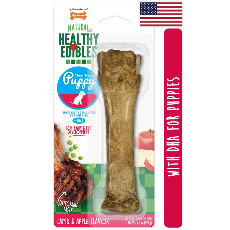 Nylabone Healthy Edibles Puppy Natural Long Lasting Dog Chew Treats Lamb & Apple X - Large/Souper (1 Count)