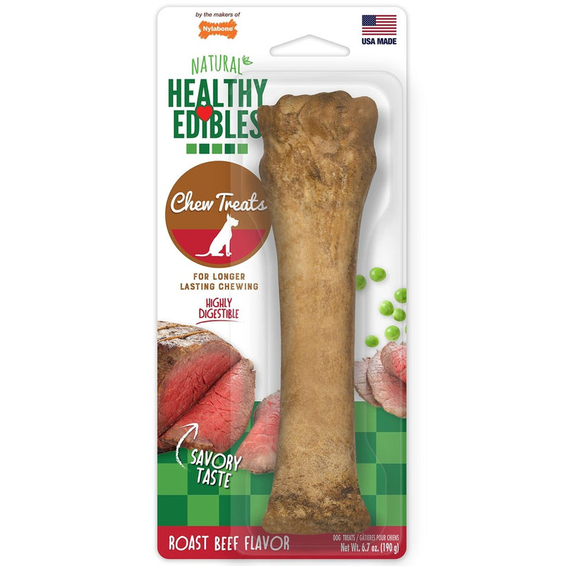 Nylabone Healthy Edibles Roast Beef Flavor Chew Treats for Dog 1 Count X - Large/Souper