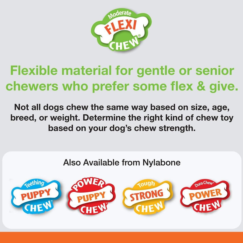 Nylabone Moderate Chew FlexiChew Dental Chew Toy Chicken Flavor X - Small/Petite - Up to 15 lbs.