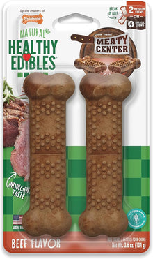 Nylabone natural healthy edibles beef meaty center 3.6oz 2 medium
