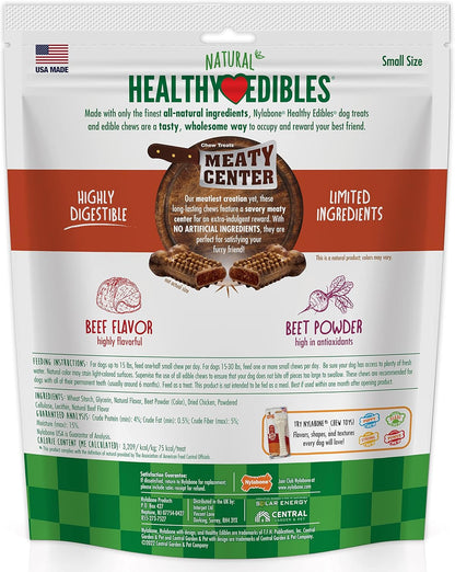Nylabone natural healthy edibles chew treats meaty center beef 9.9oz 12 small chews