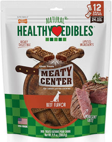 Nylabone natural healthy edibles chew treats meaty center beef 9.9oz 12 small chews