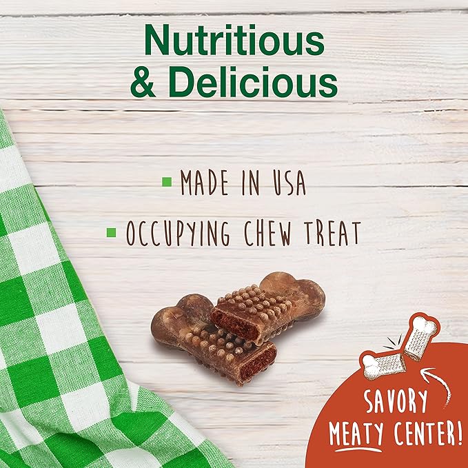 Nylabone natural healthy edibles meaty center beef 3.3oz treat 4 small