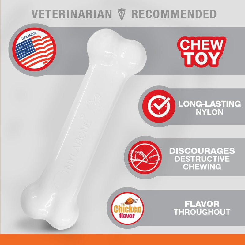 Nylabone Power Chew Flavored Durable Chew Toy for Dogs - Dog Toys for Aggressive Chewers - Indestructible Dog Bones for Small Dogs - Chicken Flavor Small/Regular