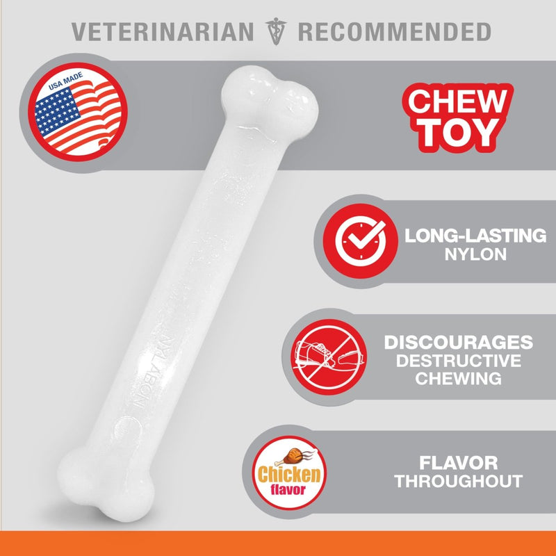 Nylabone Power Chew Flavored Durable Chew Toy for Dogs - Dog Toys for Aggressive Chewers - Tough & Durable Dog Bones for Large Dogs - Chicken Flavor Large/Giant