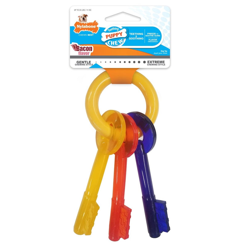 Nylabone Puppy Chew Keys Toy - Puppy Chew Toys for Teething - Puppy Supplies - Bacon Flavor, Small