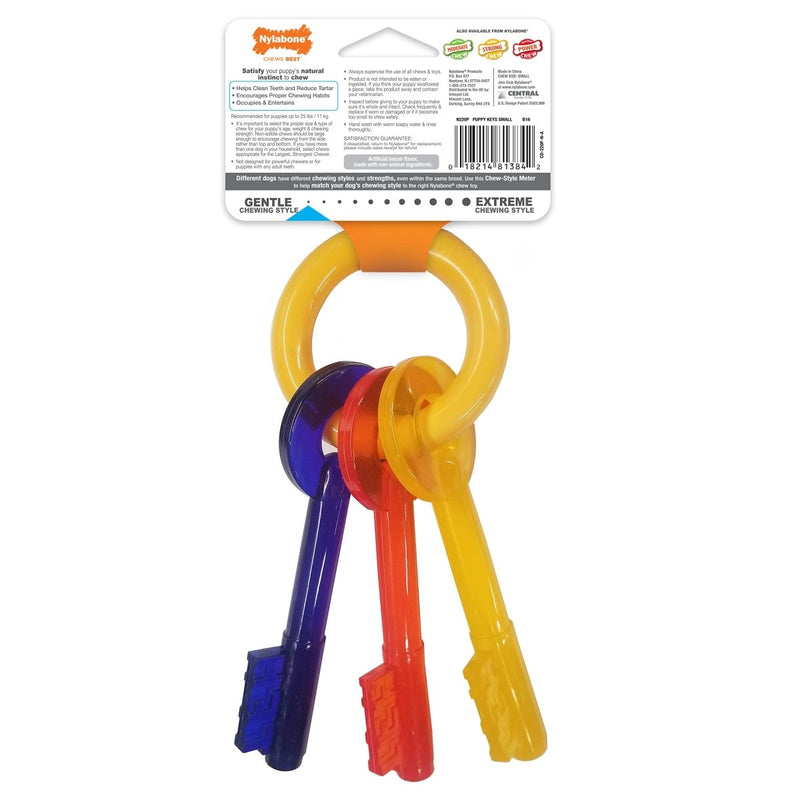 Nylabone Puppy Chew Keys Toy - Puppy Chew Toys for Teething - Puppy Supplies - Bacon Flavor, Small