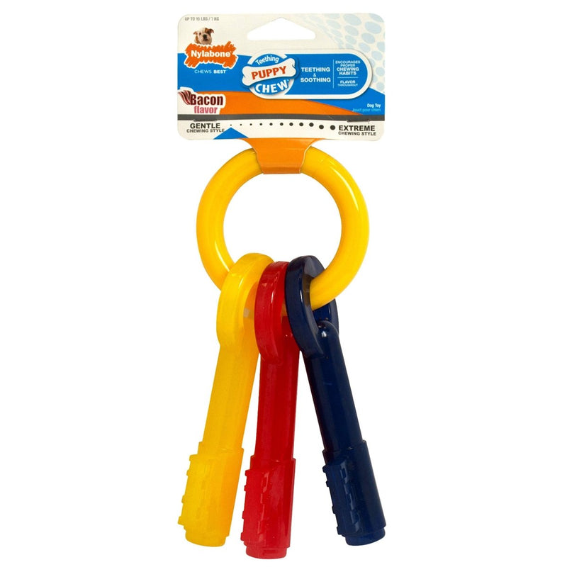 Nylabone Puppy Chew Keys Toy - Puppy Chew Toys for Teething - Puppy Supplies - Bacon Flavor, X - Small/Petite