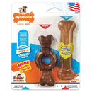 Nylabone Puppy Chew Toy Twin Pack - Puppy Chew Toys for Teething - Puppy Supplies - Medley & Chicken Flavor, X - Small/Petite