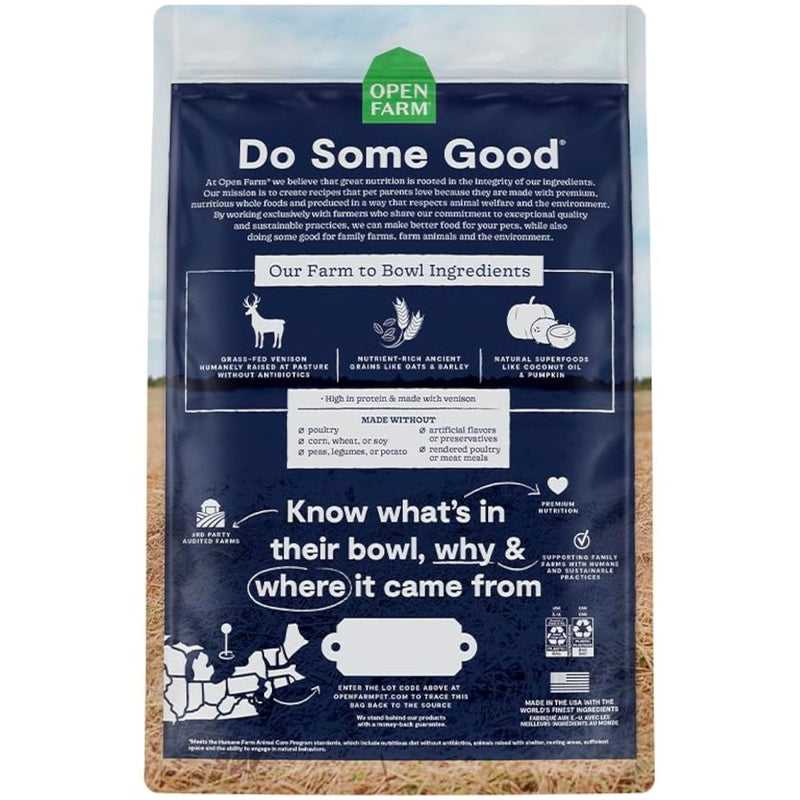 Open Farm Ancient Grains Dry Dog Food, Humanely Raised Meat Recipe with Wholesome Grains and No Artificial Flavors or Preservatives (New Zealand Venison Ancient Grain, 4 Pound