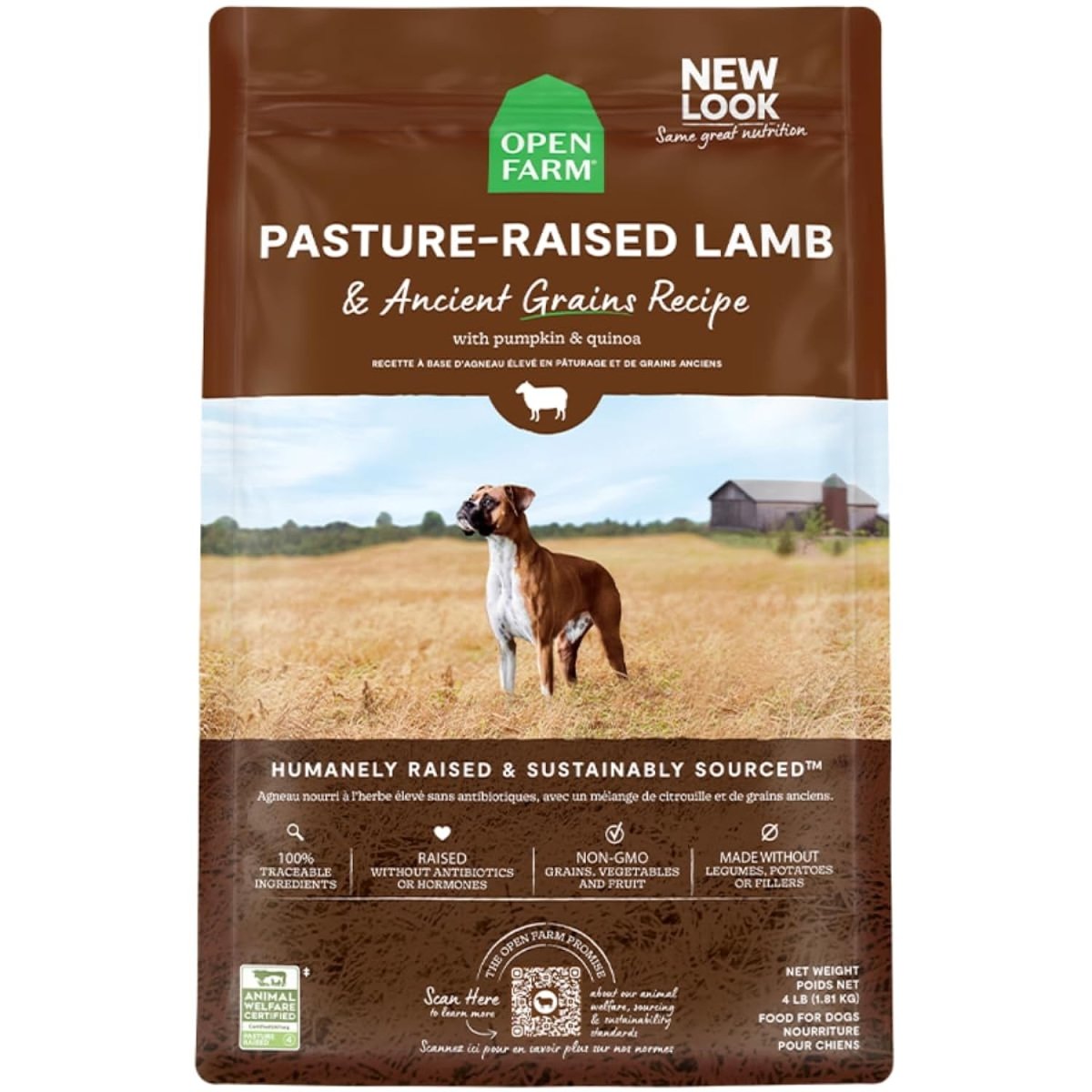 Open Farm Ancient Grains Dry Dog Food, Humanely Raised Meat Recipe with Wholesome Grains and No Artificial Flavors or Preservatives (Pasture Raised Lamb Ancient Grain, 22 Pound