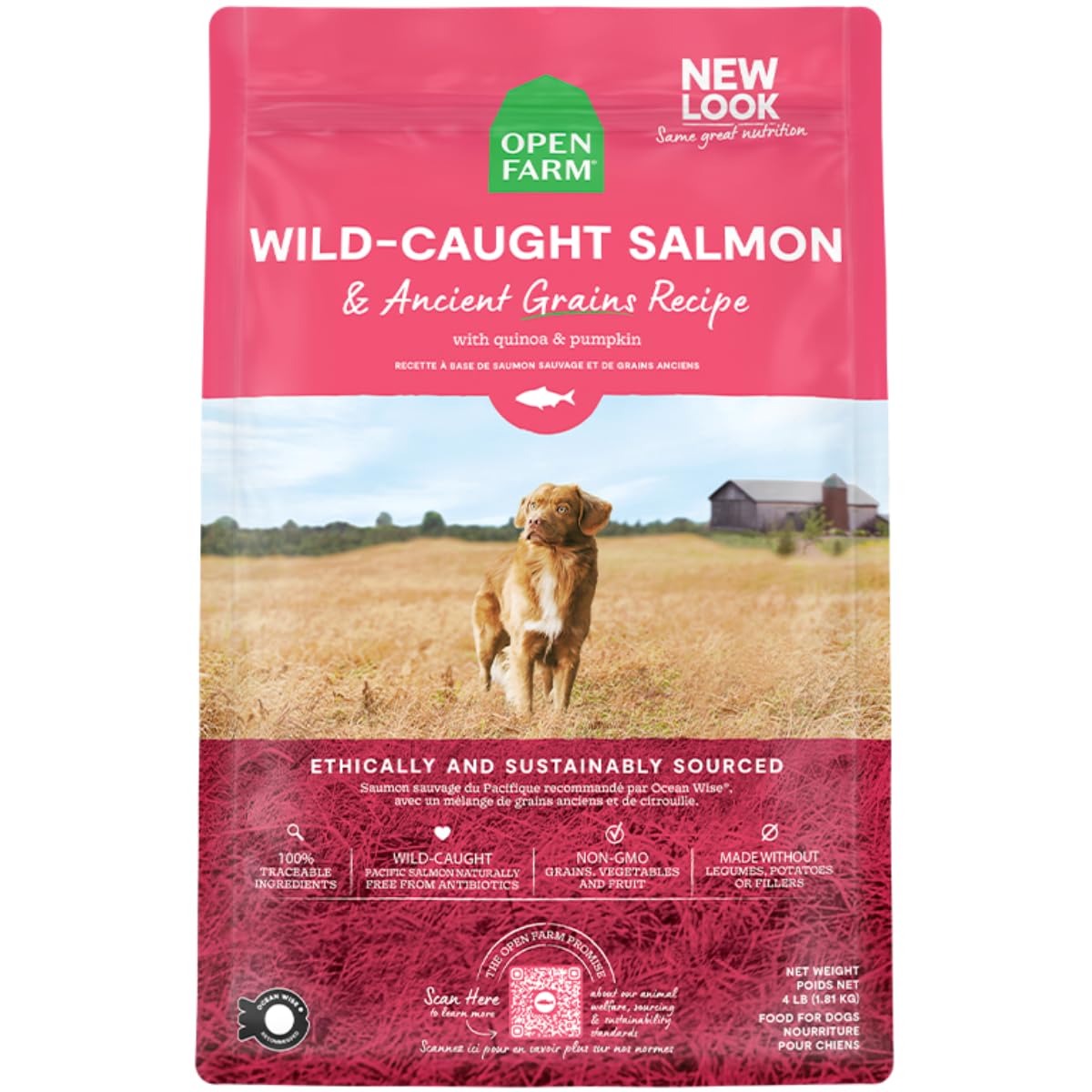 Open Farm Ancient Grains Dry Dog Food – Wild Salmon Ancient Grain Recipe, 22 lb Bag