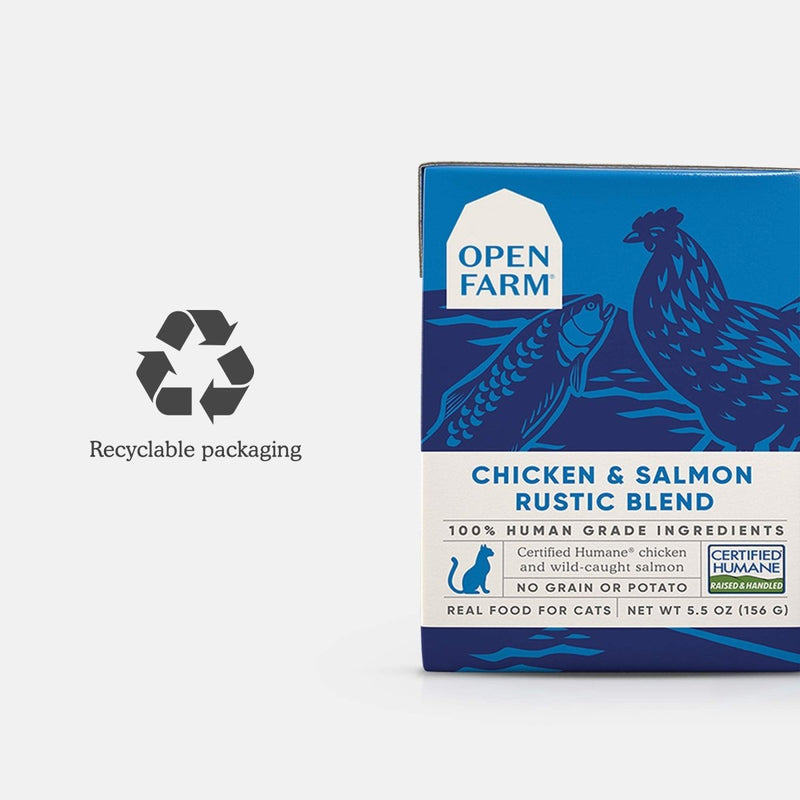 Open Farm Chicken & Salmon Blend Wet Cat Food - Complete Meal or Food Topper Without Artificial Flavors or Preservatives - 5.5 oz