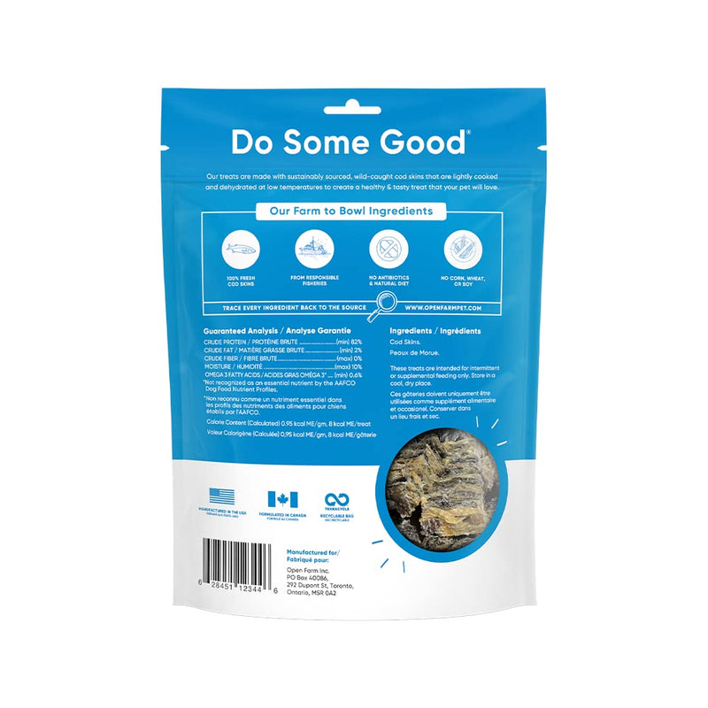 Open Farm Dehydrated Cod Skin Grain - Free Dog Treats, One - Ingredient Gently Cooked Pacific Fish Recipe with No Artificial Flavors or Preservatives, 2.25 oz