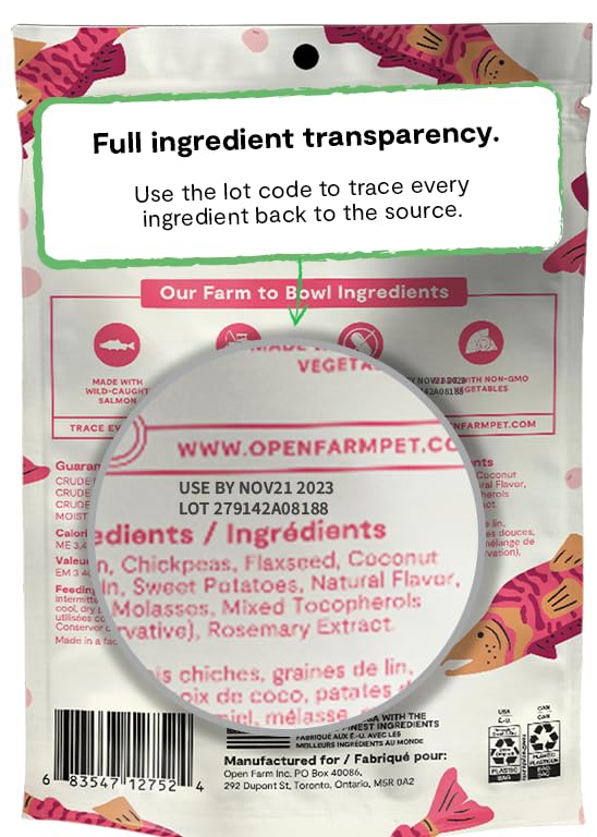 Open Farm Dehydrated Grain - Free Dog Treats, Gently Cooked Recipe with Natural Simple Ingredients and No Artificial Flavors or Preservatives (1 Pack Salmon Jerky)