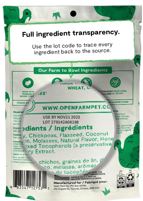 Open Farm Dehydrated Grain - Free Dog Treats, Gently Cooked Recipe with Natural Simple Ingredients and No Artificial Flavors or Preservatives (1 Pack Turkey Jerky)