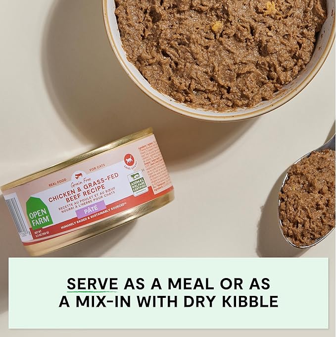 Open farm grain free chicken & grass fed beef recipe pate canned cat food 2.8oz
