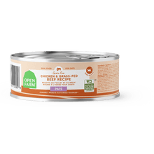 Open farm grain free chicken & grass fed beef recipe pate canned cat food 2.8oz
