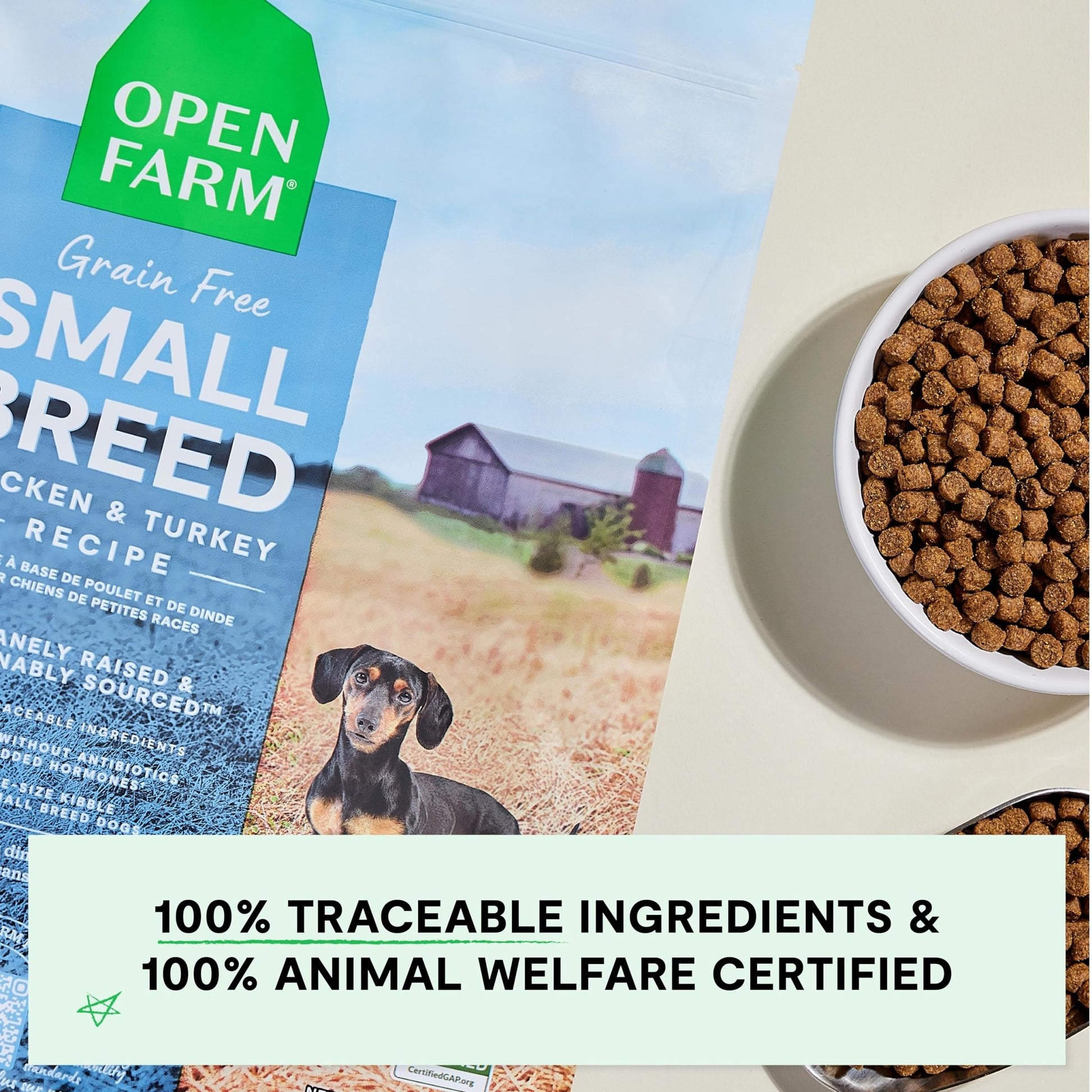 Open Farm, Grain - Free Dry Dog Food for Small Breeds, High - Protein Kibble, Sustainably & Ethically Sourced Ingredients, Non - GMO Veggies & Superfoods, Chicken & Turkey Recipe for Small Dogs, 4lb Bag