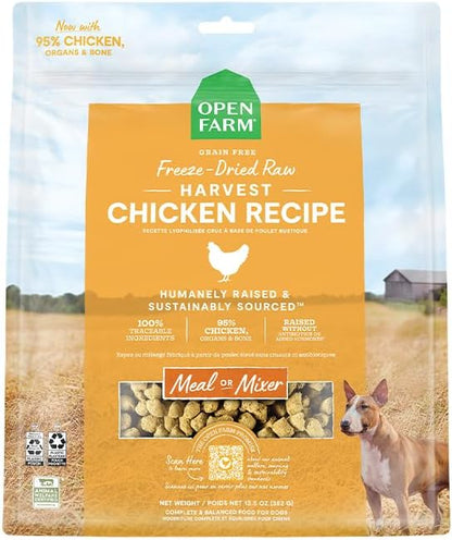 Open farm grain free harvest chicken recipe freeze dried raw dog food meal mixer 3.5oz dog treat