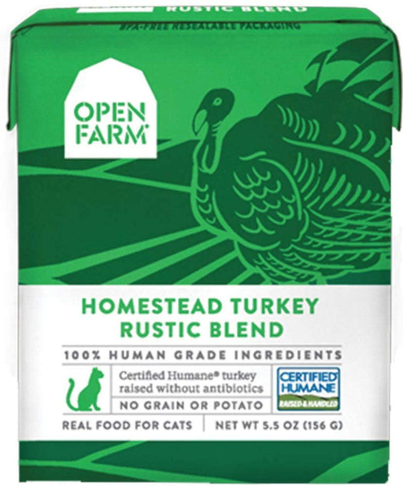 Open Farm Homestead Turkey Blend Wet Cat Food - Complete Meal or Food Topper Without Artificial Flavors or Preservatives - 5.5 oz