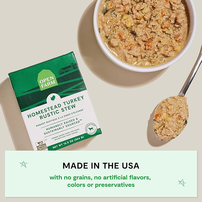 Open farm homestead Turkey rustic stew 12.5oz wet dog food