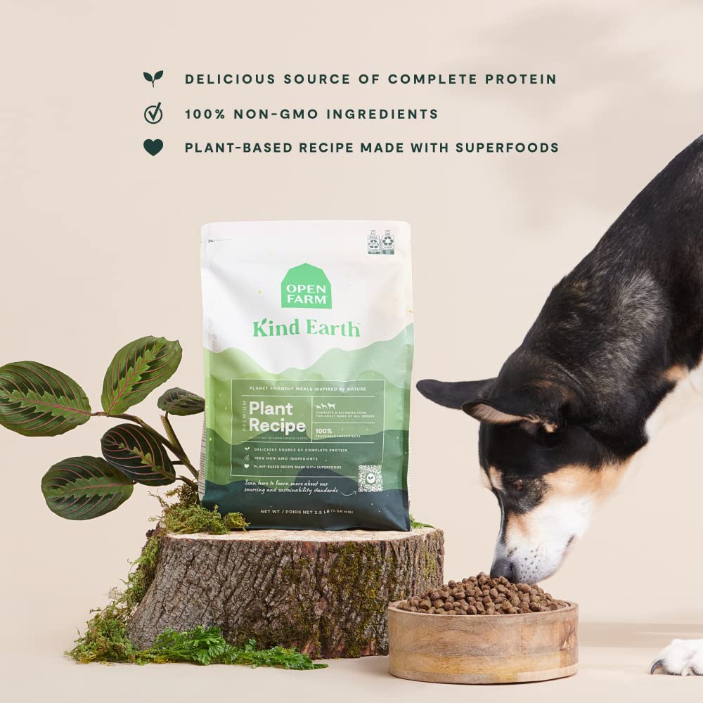 Open Farm Kind Earth Plant - Based Dry Dog Kibble – Natural Vegan Dog Food for Optimal Nutrition (3.5 lb)