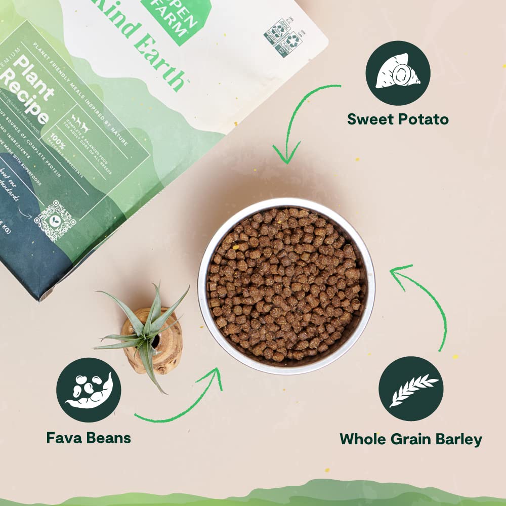Open Farm Kind Earth Plant - Based Dry Dog Kibble – Natural Vegan Dog Food for Optimal Nutrition (3.5 lb)