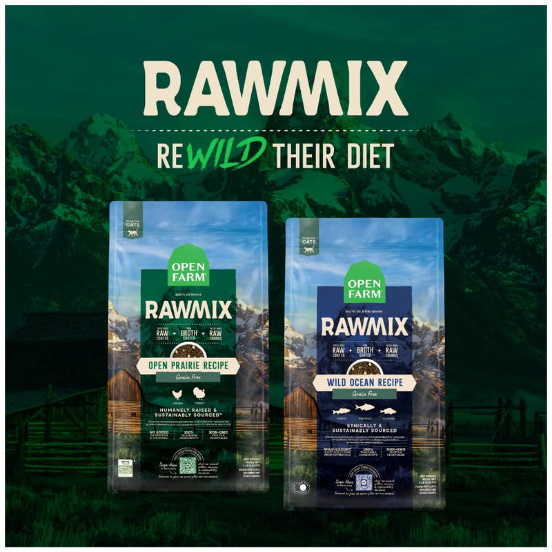 Open Farm RawMix Prairie Recipe for Cats - Humanely Raised Protein and Non - GMO Fruits and Veggies - 2.25 lb