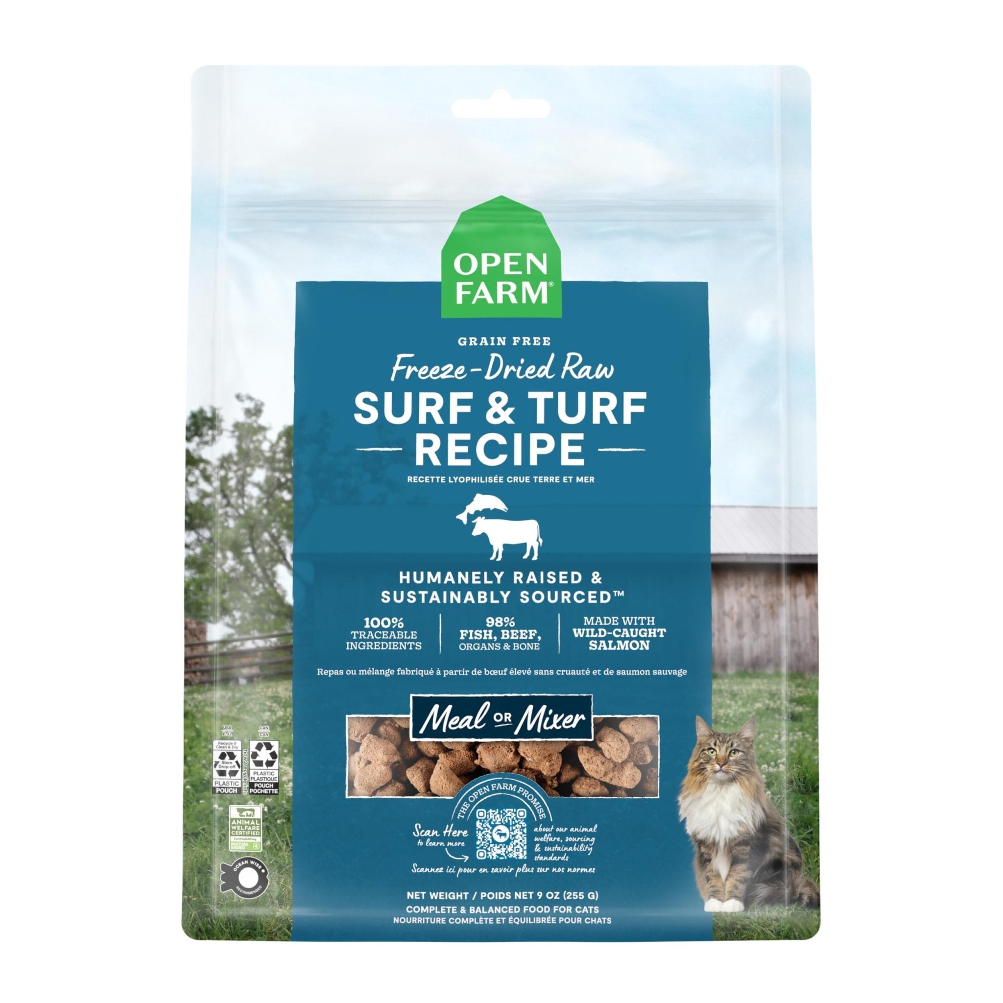 Open Farm Surf & Turf Recipe Freeze - Dried Raw Morsels for Cats - 3.5 oz