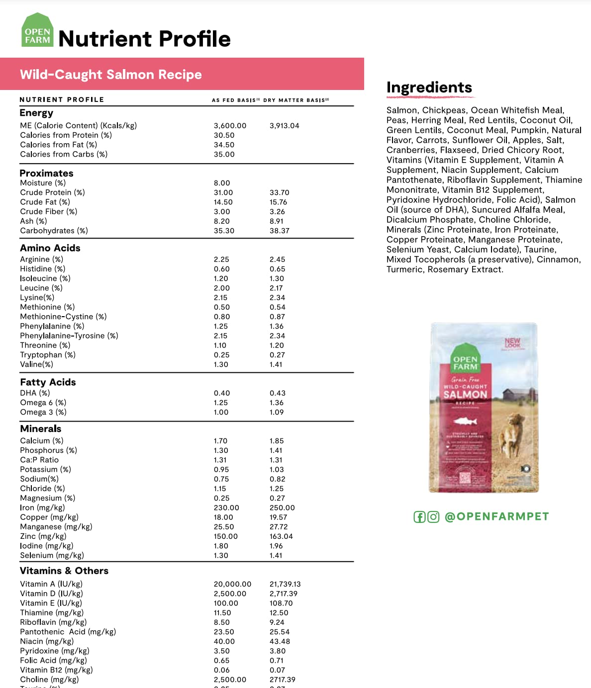 Open Farm Wild - Caught Salmon Grain - Free Dry Dog Food – Fresh Pacific Salmon Recipe with Non - GMO Superfoods (4 lbs)