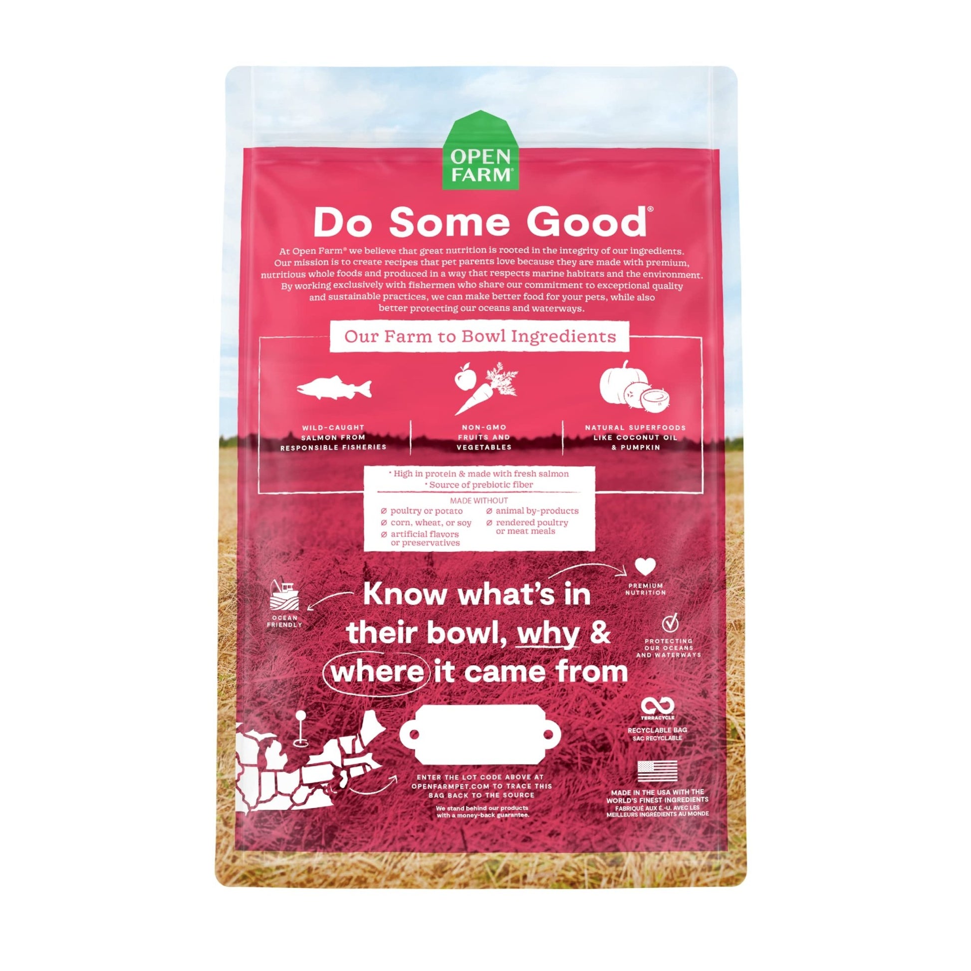 Open Farm Wild - Caught Salmon Grain - Free Dry Dog Food – Fresh Pacific Salmon Recipe with Non - GMO Superfoods (4 lbs)