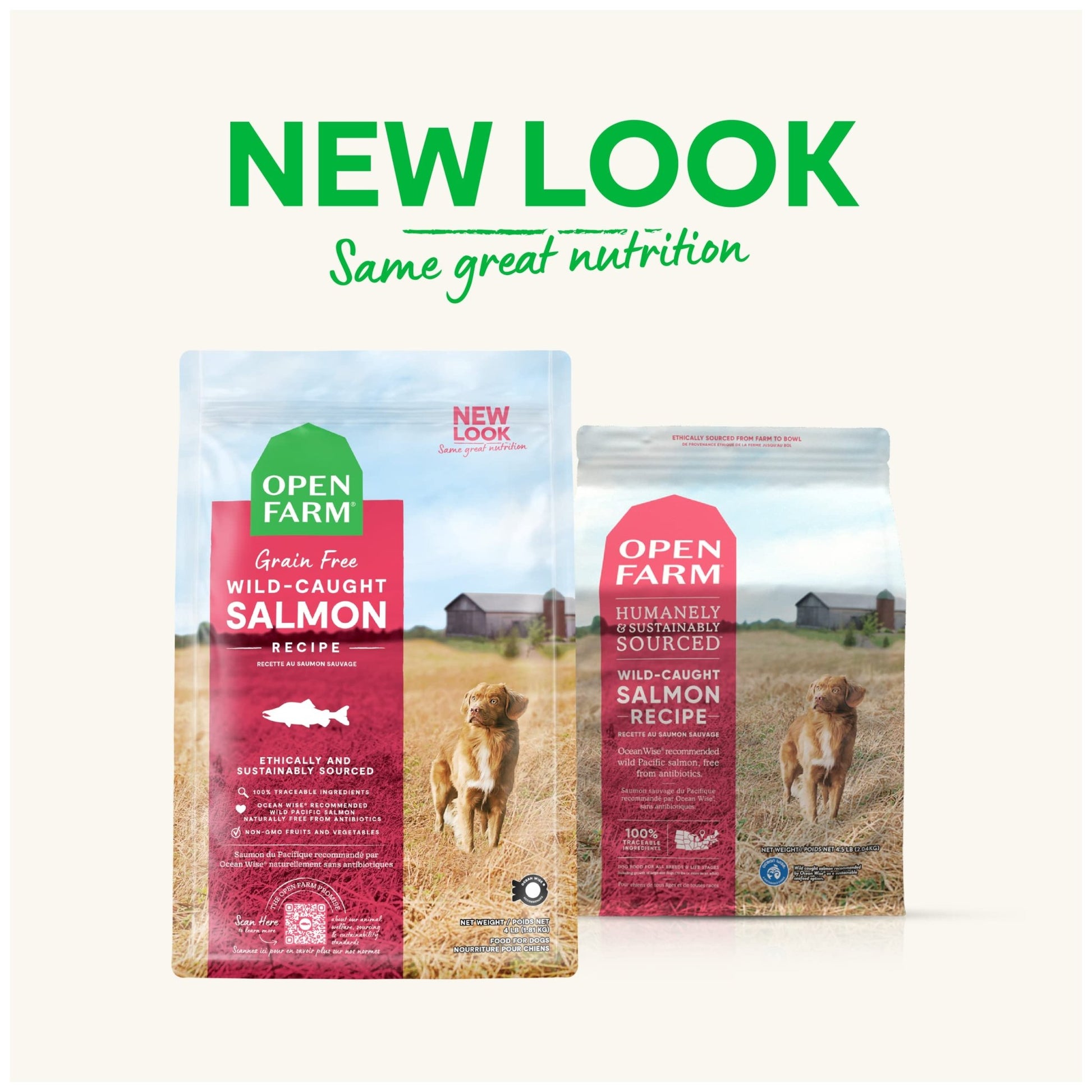 Open Farm Wild - Caught Salmon Grain - Free Dry Dog Food – Fresh Pacific Salmon Recipe with Non - GMO Superfoods (4 lbs)