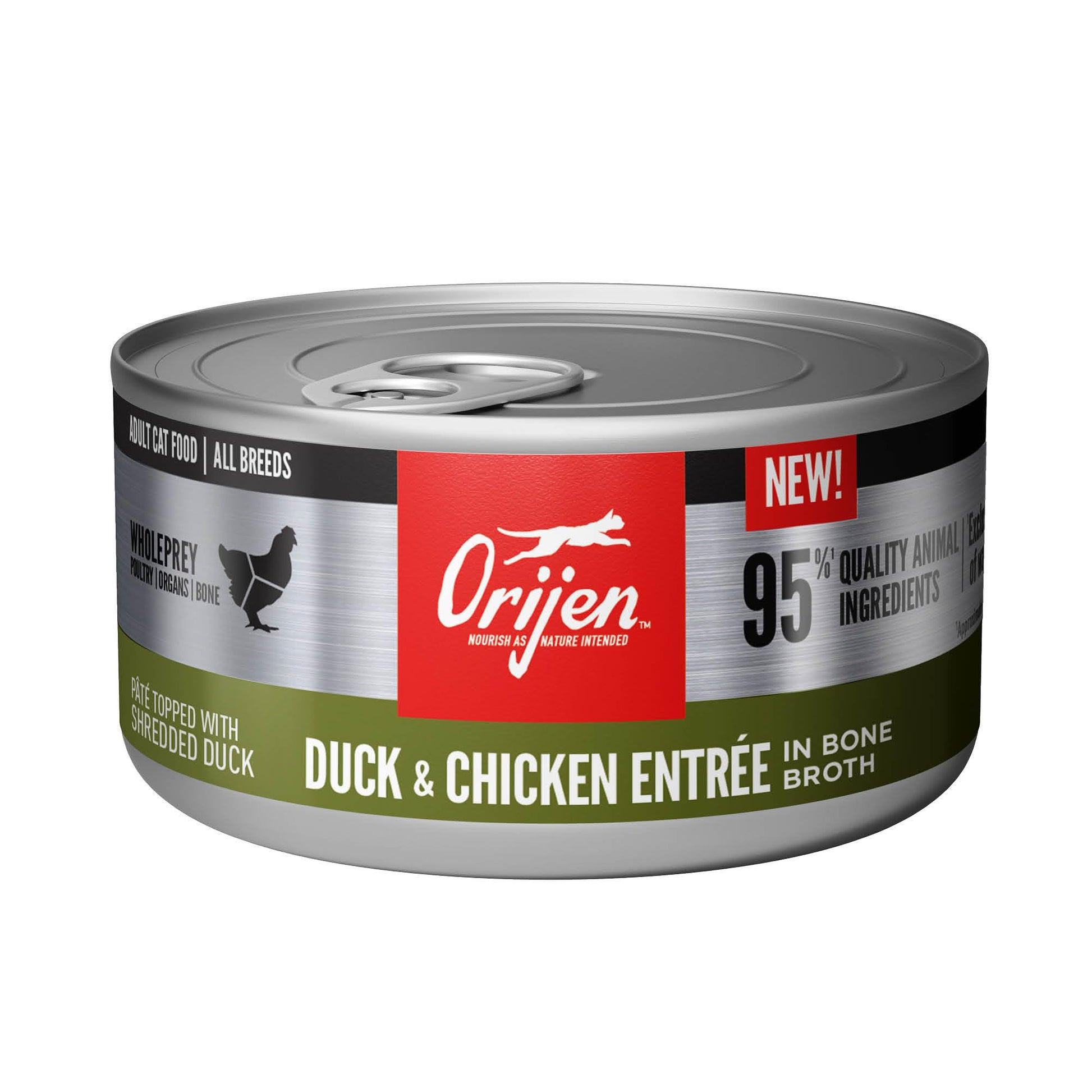 Orijen Duck And Chicken Entree In Bone Broth Wet Cat Food, Wholeprey Ingredients, 3 Oz