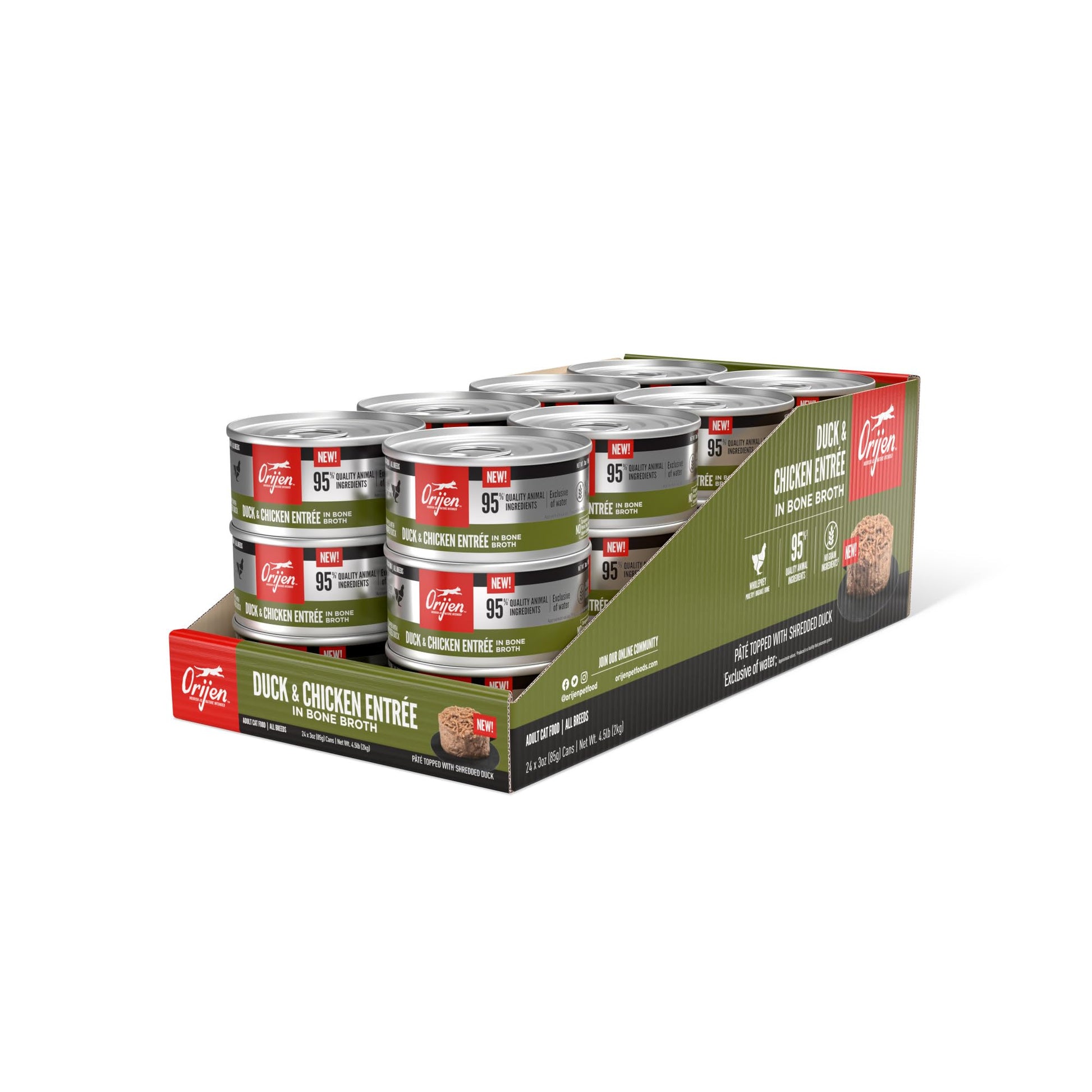 Orijen Duck And Chicken Entree In Bone Broth Wet Cat Food, Wholeprey Ingredients, 3 Oz