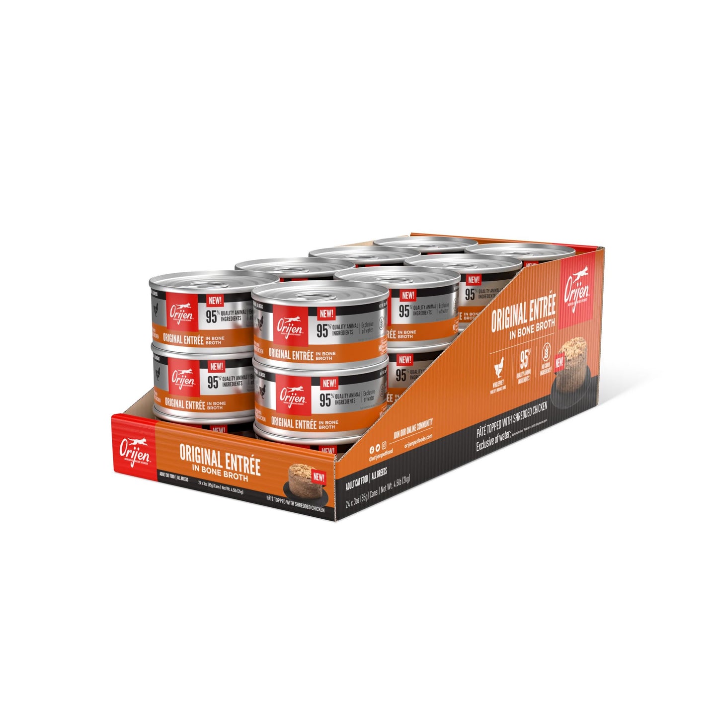 Orijen Original Entree In Bone Broth Wet Cat Food, Wholeprey Ingredients, 3 Oz