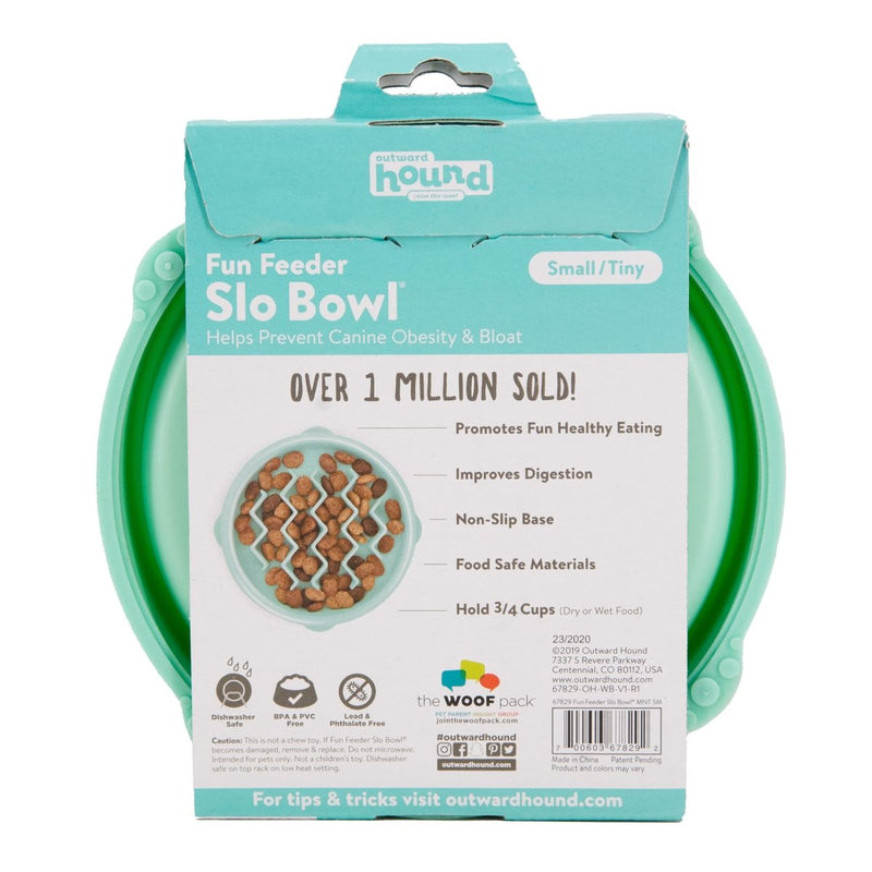 Outward Hound Fun Feeder Slow Pet Bowl - Slow Feeder Dog Bowl - Small - Tiny - Mint