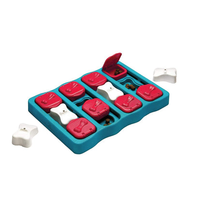 Outward Hound Nina Ottosson Dog Brick Dog Puzzle Interactive Treat Puzzle Dog Enrichment Dog Toy, Level 2 Intermediate, Blue