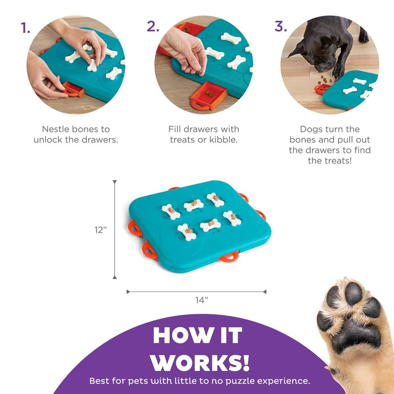 Outward Hound Nina Ottosson Dog Casino Dog Puzzle Interactive Treat Puzzle Dog Enrichment Dog Toy, Level 3 Advanced, Turquoise