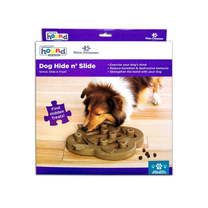 Outward Hound Nina Ottosson Dog Hide N' Slide Dog Puzzle Interactive Treat Puzzle Dog Enrichment Dog Toy, Level 2 Intermediate, Tan, Composite