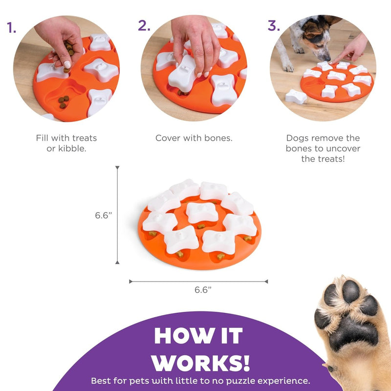 Outward Hound Nina Ottosson Dog Smart Dog Puzzle Interactive Treat Puzzle Dog Enrichment Dog Toy, Level 1 Beginner, Orange