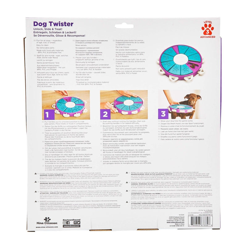 Outward Hound Nina Ottosson Dog Twister Dog Puzzle Interactive Treat Puzzle Dog Enrichment Dog Toy, Level 3 Advanced, Purple