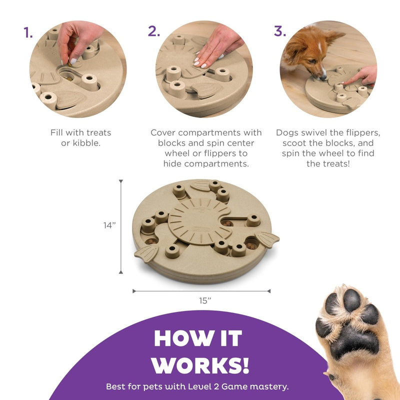 Outward Hound Nina Ottosson Dog Worker Dog Puzzle Interactive Treat Puzzle Dog Enrichment Dog Toy, Level 3 Advanced, Tan, Composite