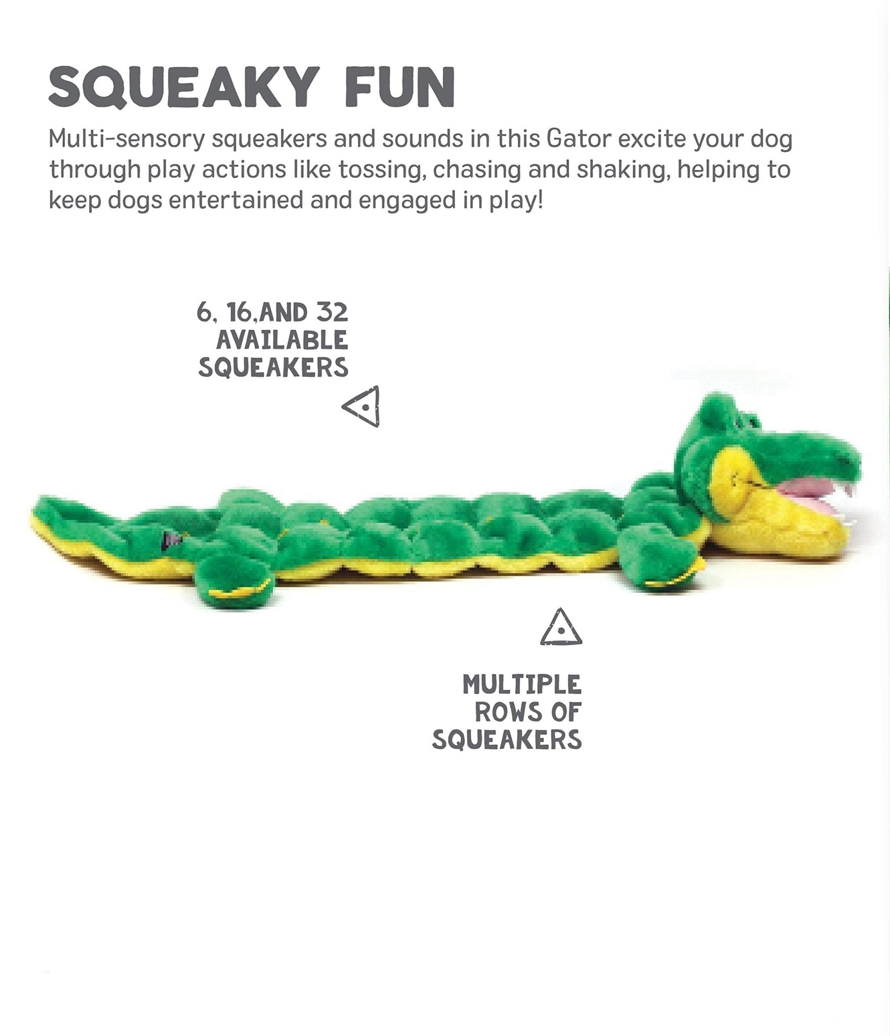 Outward Hound Squeaker Matz Plush Gator Dog Toy | Small Size