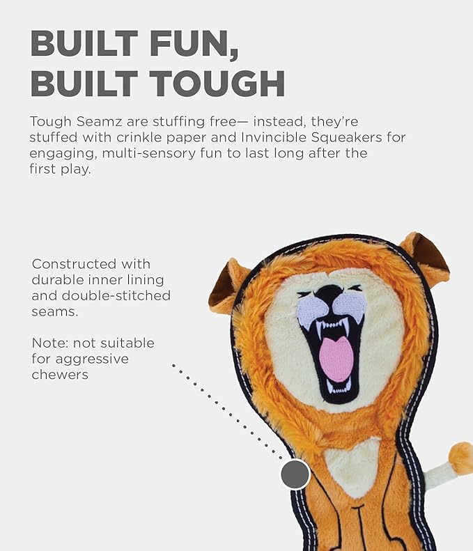 Outward hound tough seamz dog squeaker toy