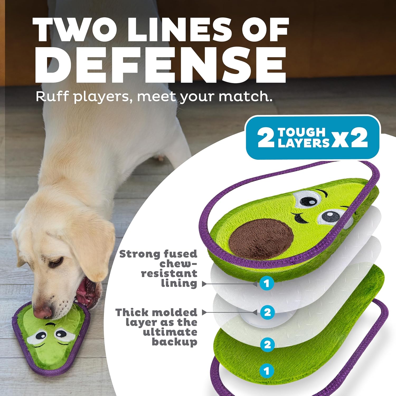 Outward Hound Tough skinz avocado dog toy