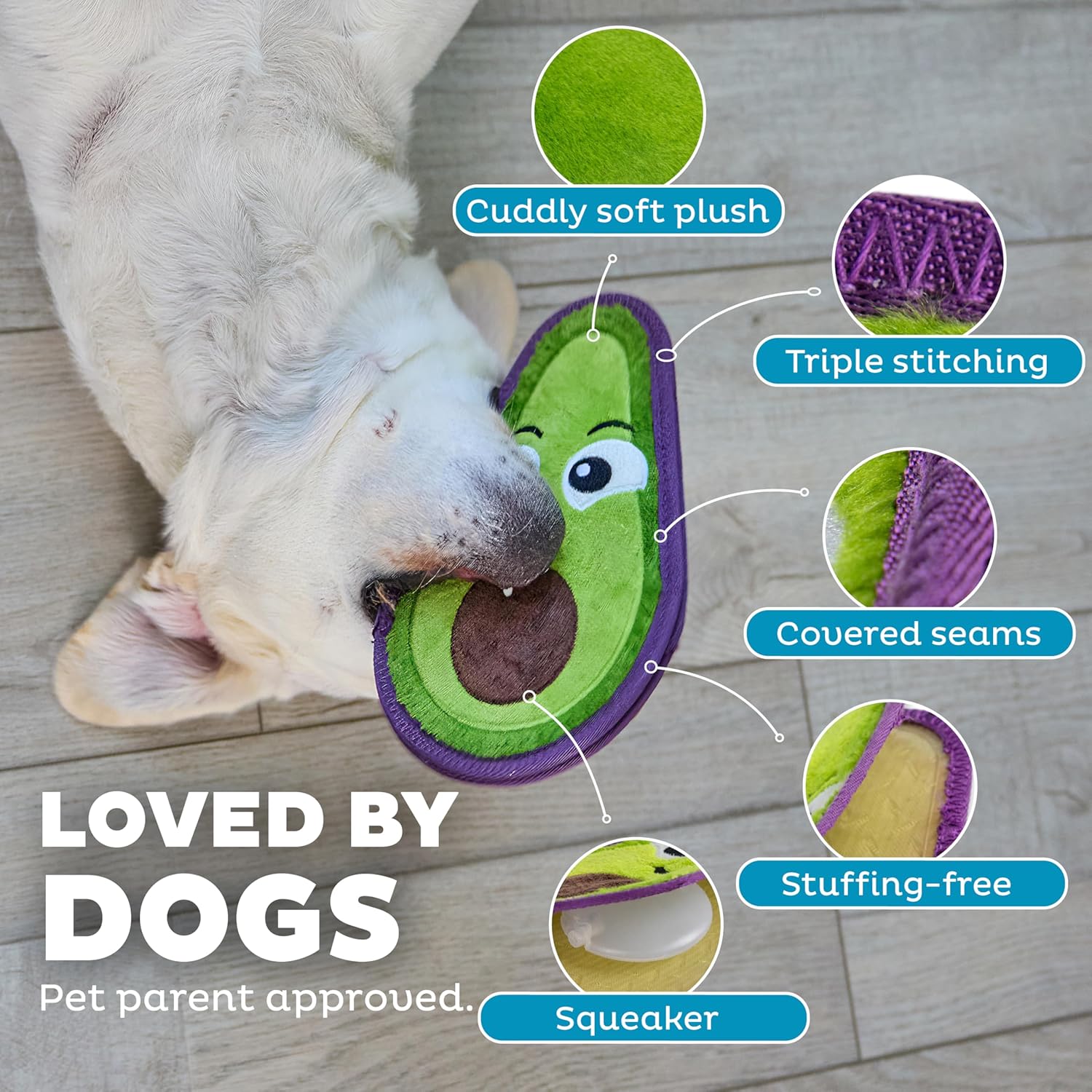 Outward Hound Tough skinz avocado dog toy