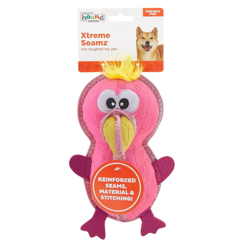 Outward Hound Xtreme Seamz Flamingo Squeaky Durable Dog Toy